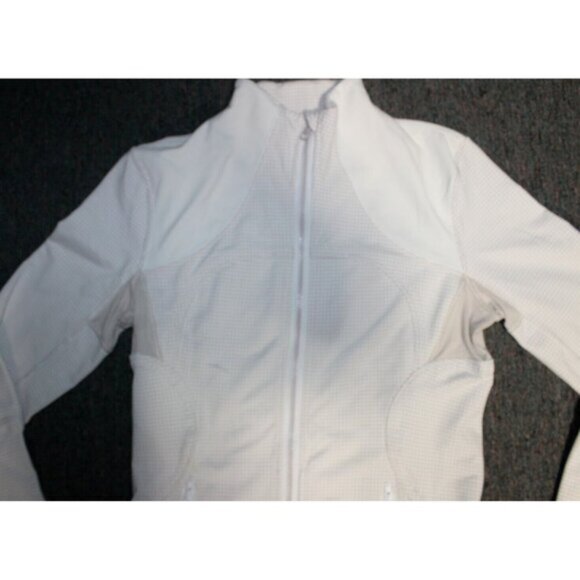 Lululemon Forme Full Zip Jacket Gingham Plaid Dune White Size 8 Activewear - Picture 5 of 16